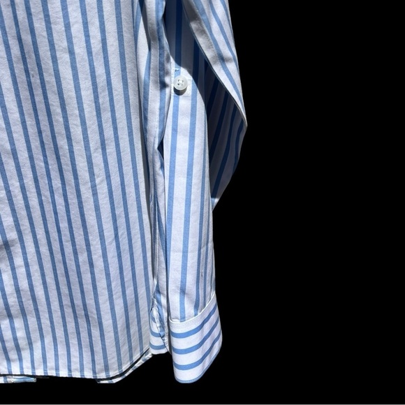 🌻Chico's Blue & White Striped No-Iron Collared Button-Down Shirt Size Small - Picture 8 of 12